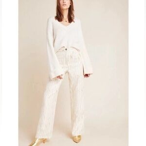 Anthropologie Porridge Kelyn Striped Trousers metallic gold wide leg fancy 2